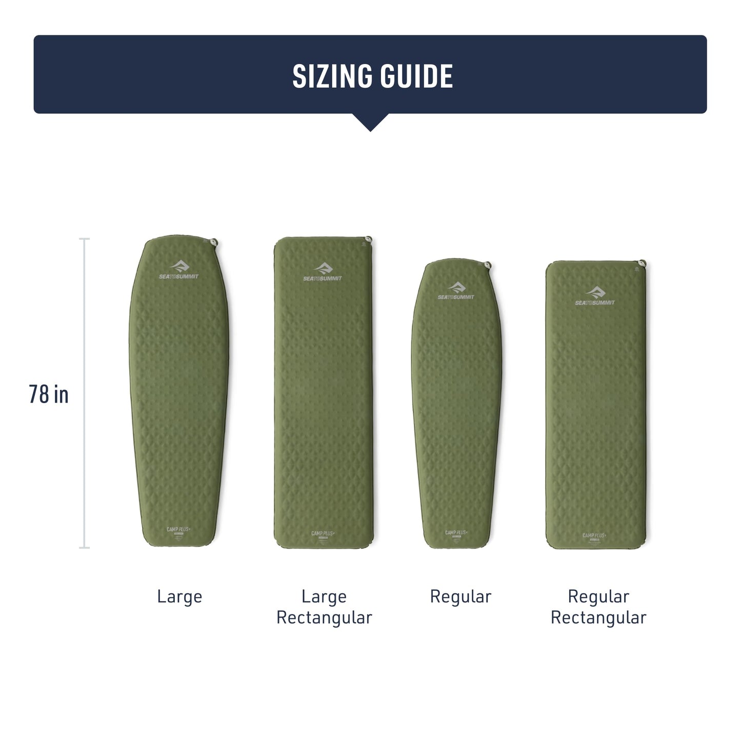 Sea to Summit Camp Plus Self-Inflating Foam Sleeping Mat for Camping - Rectangular - Large (78 x 25.2 x 2.6 inches)
