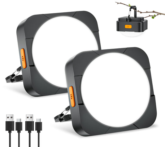 Rechargeable Camping Lights FLY2SKY 2Pcs 2000mAh Tent Lights Flashlight Portable LED Camping Lantern Survival Gear Camping Accessories for Hiking Backpacking Fishing Hurricane Emergency Outage