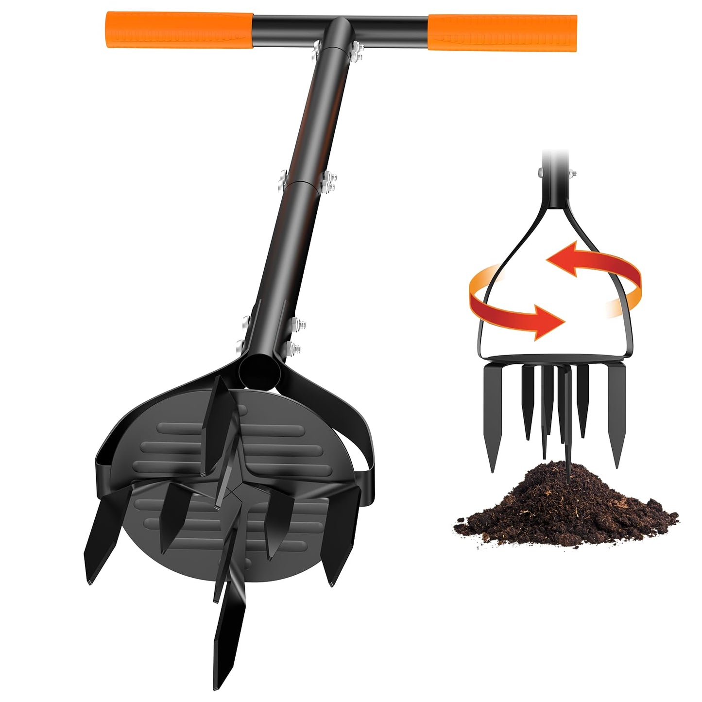 Hand Tiller for Gardening, 40 Inch Garden Claw Twist Tiller Cultivator Garden Tools Manual Soil Tiller with 8 Sharp Steel Teeth, Long Handle Garden Cultivator for Lawn, Planting, Tilling & Aerating