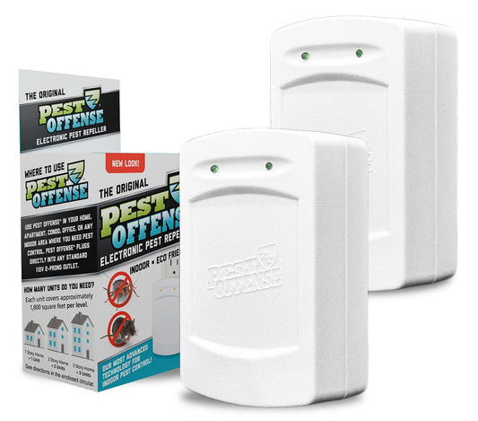 Upgraded PEST OFFENSE New Look Electronic Pest Repeller for Indoor Pest Control of Mice, Rats, Rodents, Roaches for Home, Office, Business, Garage, Warehouse