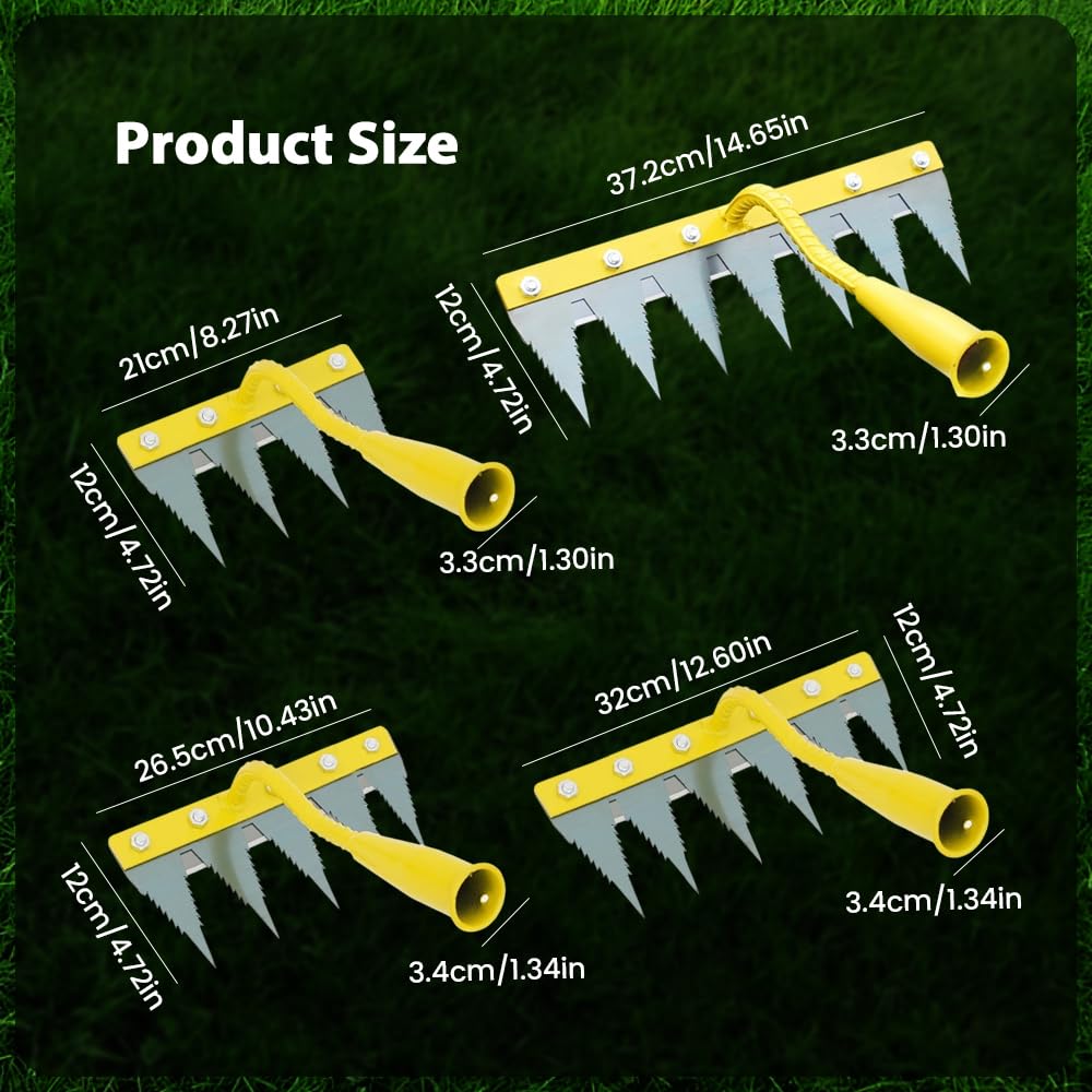 Iron Weeding Rake 2.0, Heavy Duty Garden Hand Weeder Rake, 4/5/6/7 Teeth Weeder Tool for Yard Lawn Garden, Manual Weed Puller Gardening Weeding Tool (5 Teeth)
