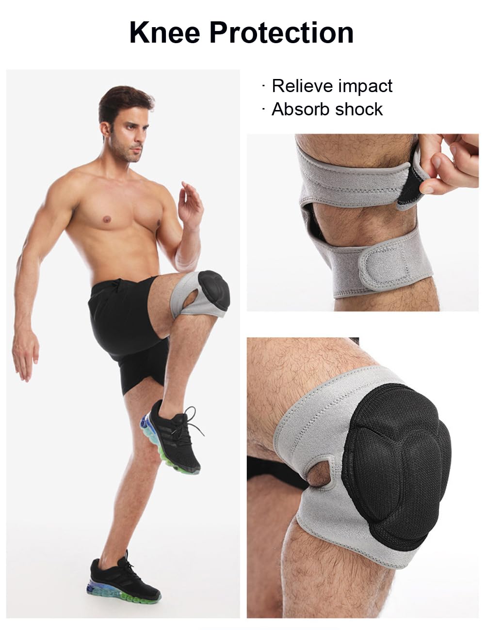 Knee Pads for Women & Men, Dance Knee Pads Volleyball Knee Pads for Women Men Wrestling Knee Pads Wrestling Gear, Crash Pad Snowboarding Gear Knee Protector Soft Knee Pads for Work (Medium, Black)