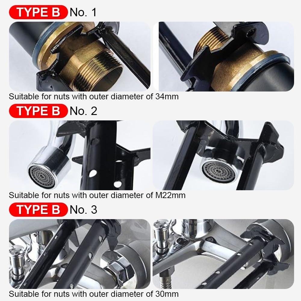 BNGXR 2026 New Multifunctional Sink Wrench, 2Pcs Basin Faucet Wrench, Plumbing Tools for Tight Spaces Kitchen Bathroom Home, Portable Installation Tool for Homeowners (A+B)