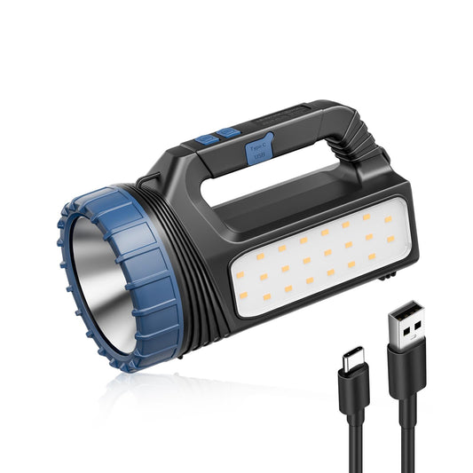 E-SHIDAI Solar Flashlight，Solar Powered Flashlight for Multi Function 8000 Lumens with Emergency，Portable Bright Camping Rechargeable Flashlights for Home, Outdoor Hiking, Power Outages