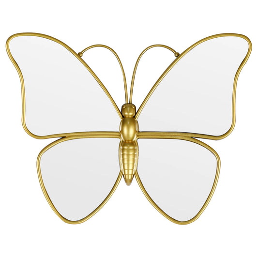 Wartter Decorative Butterfly Wall Mirror with Gold Plastic Frame (14.5x11.8inch)