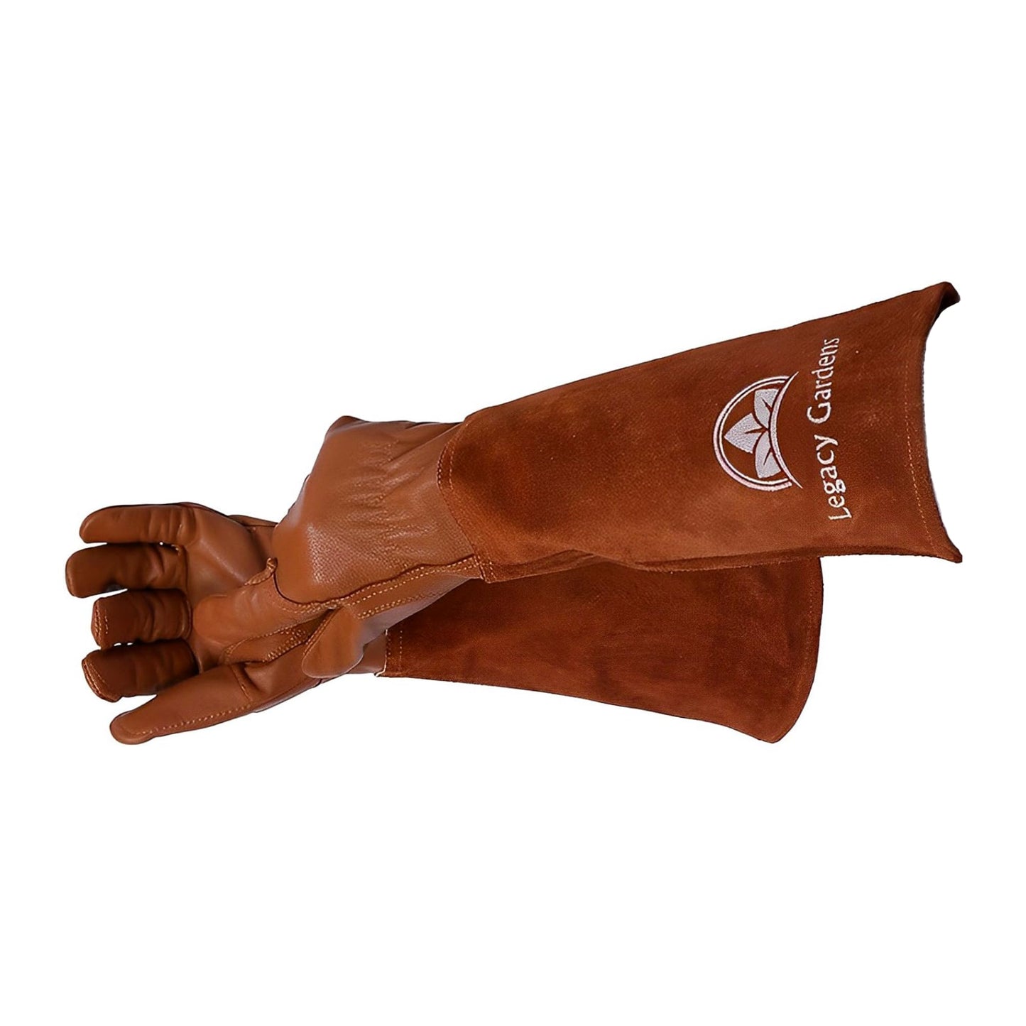 Leather Gardening Gloves for Women & Men, Long Garden Gloves, Cowhide Gauntlet Rose Pruning Thorn Resistant, Forearm Protection, Large, Brown