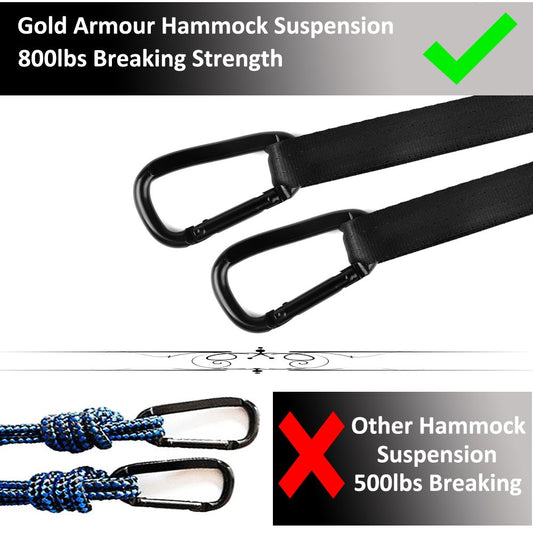 Gold Armour Camping Hammock - XL Double Hammock Portable Hammock Camping Accessories Gear for Outdoor Indoor with Tree Straps, USA Based Brand (OD Green)