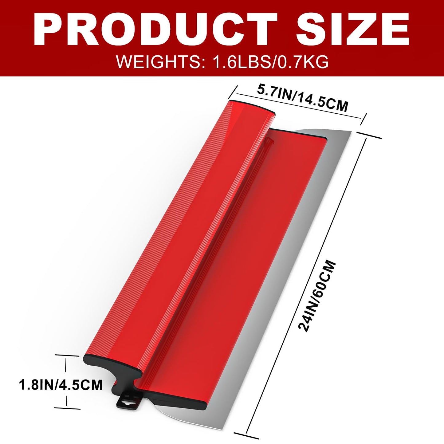Ceeintee 24 Inch Drywall Skimming Blade, Replaceable 0.38mm Stainless Steel Blade, Drywall Trowel for Gyprock, Drywall and Wall-Boardrd, Ergonomically Designed Grip