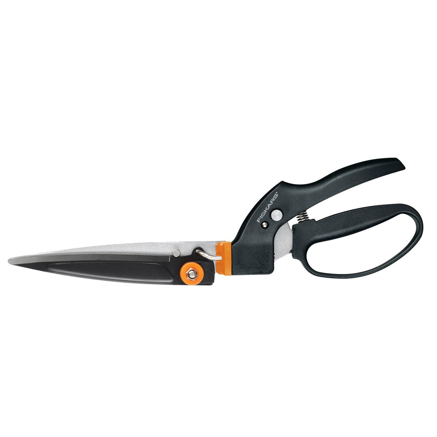 Fiskars Garden Swivel Grass Shears, Rotating Blades for Precise Lawn Edging, Spring-Action Handle, 5", Black/Orange