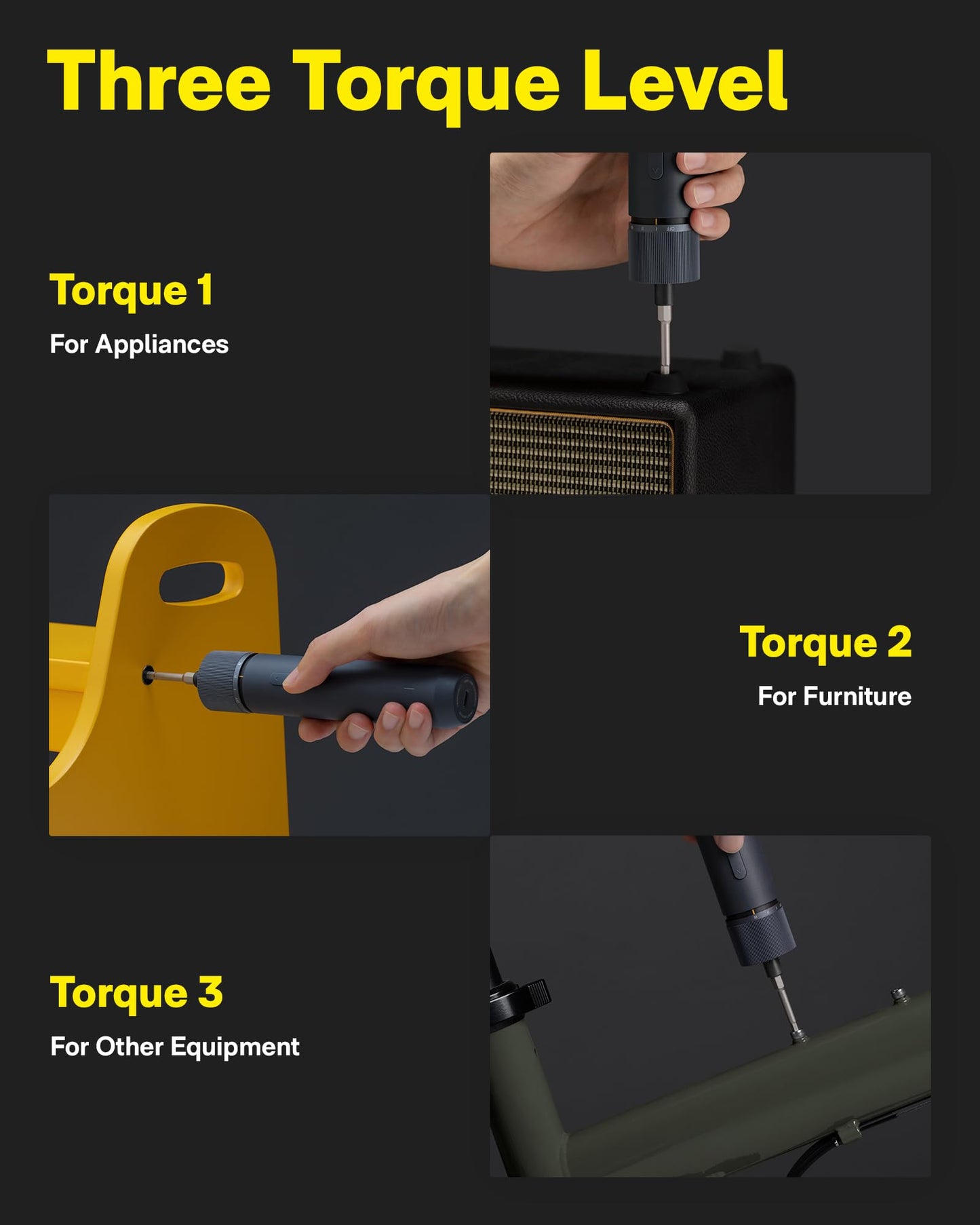 HOTO Electric Screwdriver Rechargeable, 3.6V Cordless Screwdriver Set USB-C, 1/4'' Hex Bits, 3 Torque Settings, 1500mAh Battery, LED Light & 12 S2 Metal Bits for Furniture/Electrical Repairs