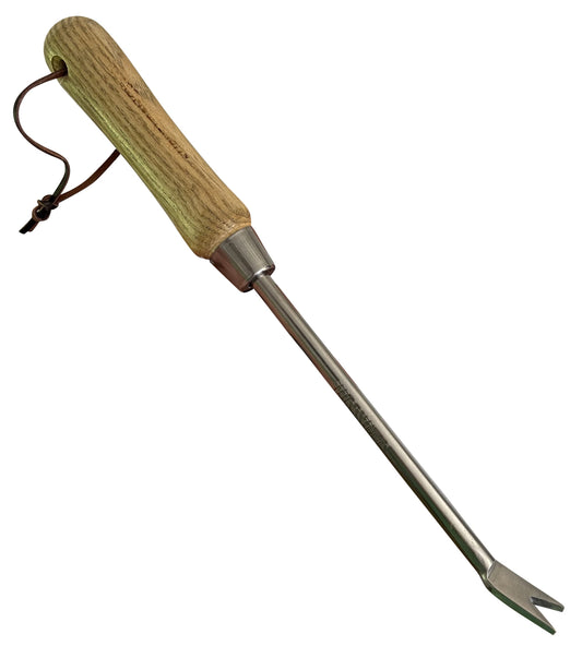 Garden Guru Eco Dandelion Weeder Tool with Ergonomic Wood Handle - 100% Recycled Stainless Steel - Rust Resistant - FSC Certified Wood - Weed Puller for Planting, Weeding, Flower & Vegetable Care