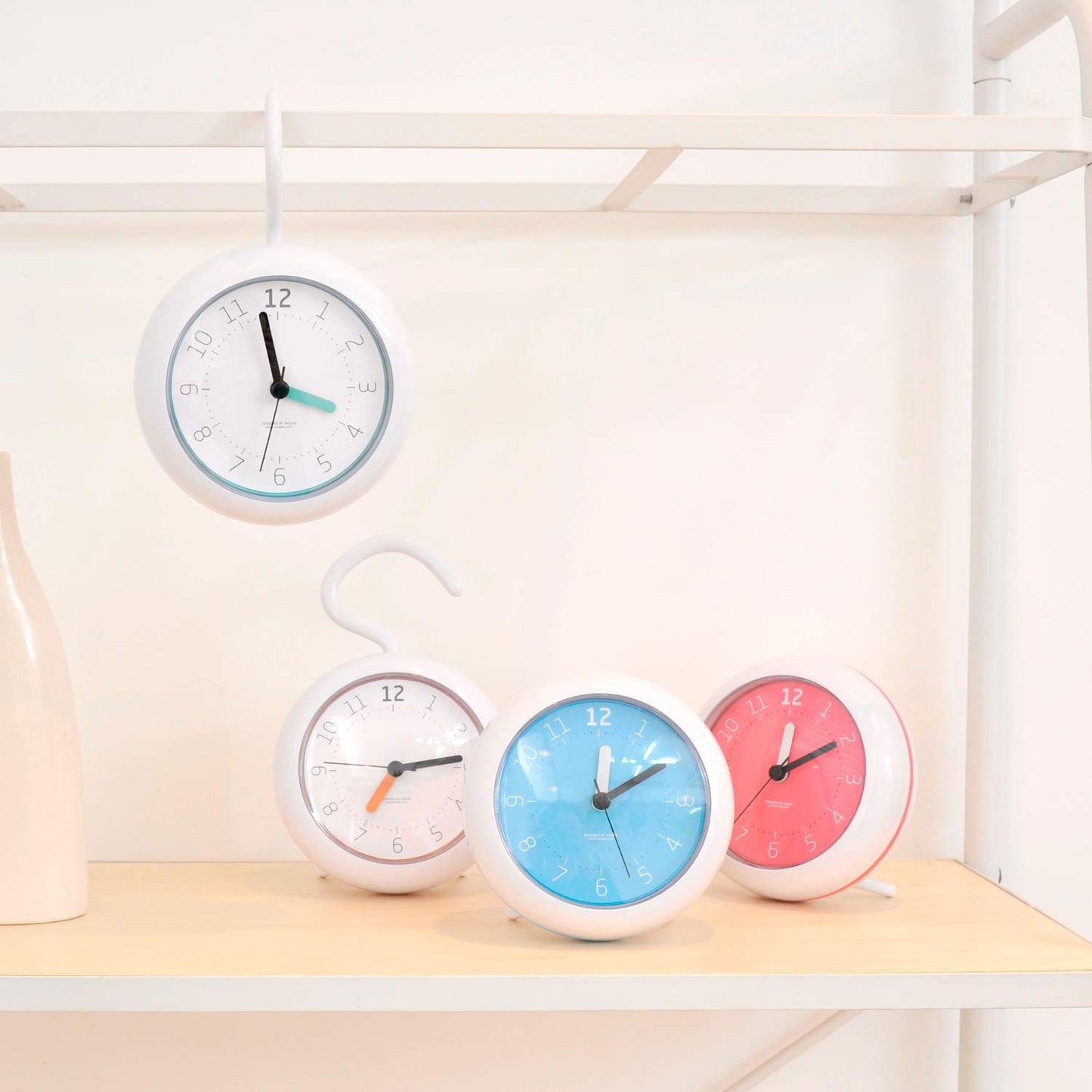 Mooas Silent Waterproof 3-in-1 Clock - Bathroom & Shower Use, Non-Ticking Battery Operated, Hanging & Indoor Outdoor, Kitchen & Bathroom Clock (Mint)