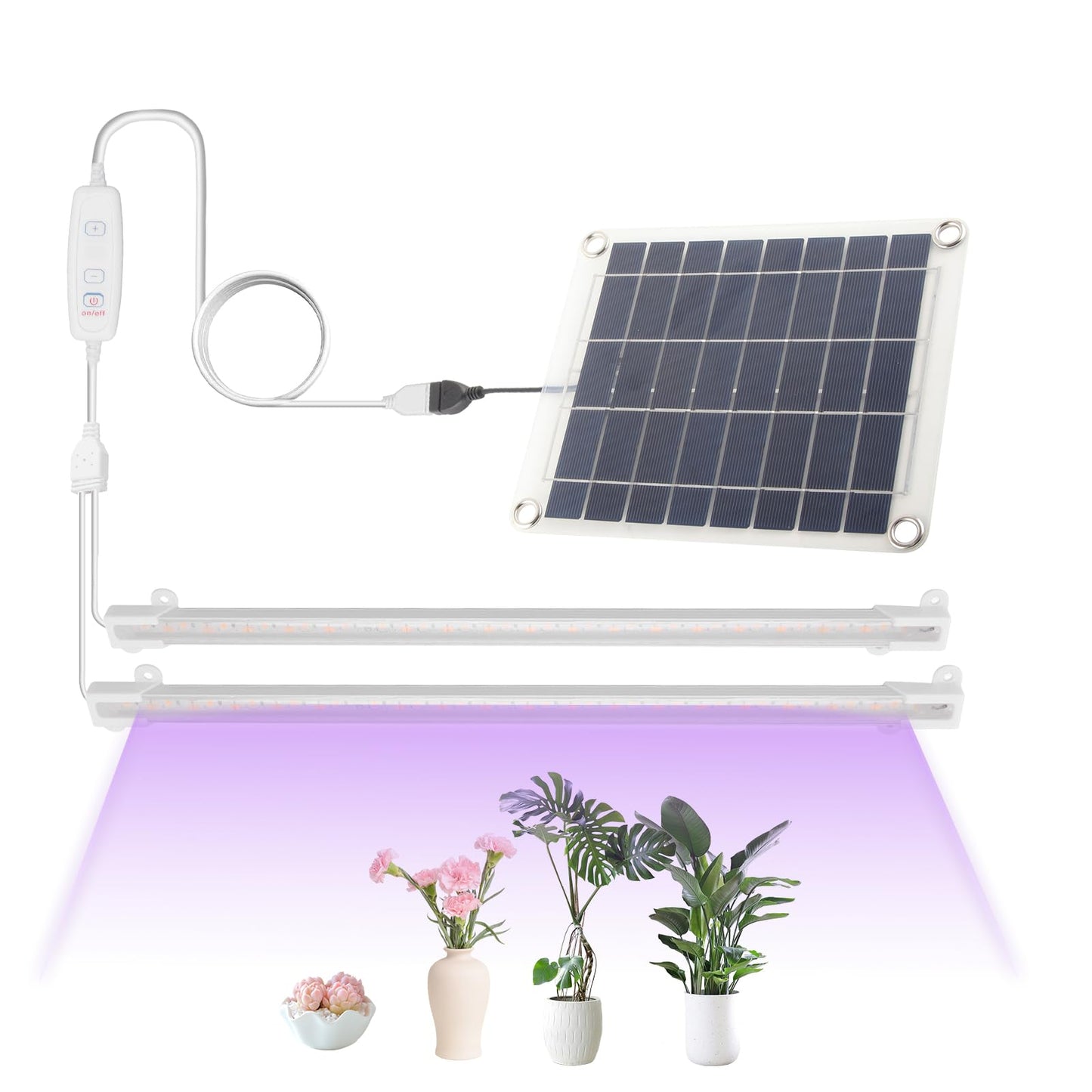 Solar Grow Lights for Outdoor Plants, Adjust Gooseneck Grow Light for Indoor Plants, Solar Plant Grow Light for Indoor Garden Balcony Greenhouse Herbs Vegetables Flowers Potted (30W)