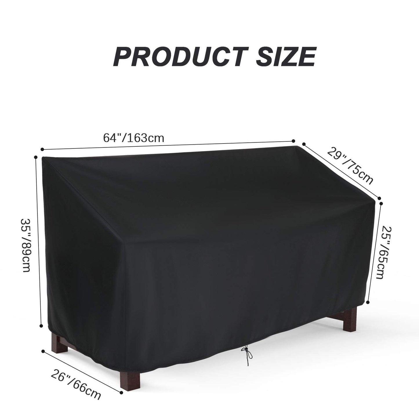 Hengme Outdoor Patio Bench Cover - 64 inch Covers for 3 Seat Outside Park Loveseat, Sofa, Glider & Furniture, Waterproof Patio Garden Bench Cover - 64 x 26 x 35 inch