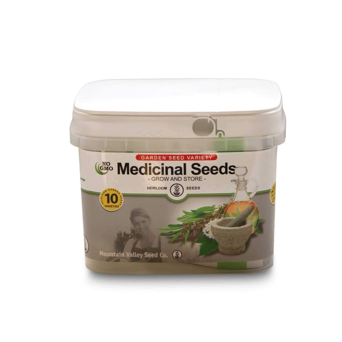 Survival Storage Medicinal Herb Garden Seeds - 10 Varieties - Over 25,000 Non-GMO Herbal Healing Seeds - Non-Hybrid, Open Pollinated - Long Shelf Life Emergency Seed Vault