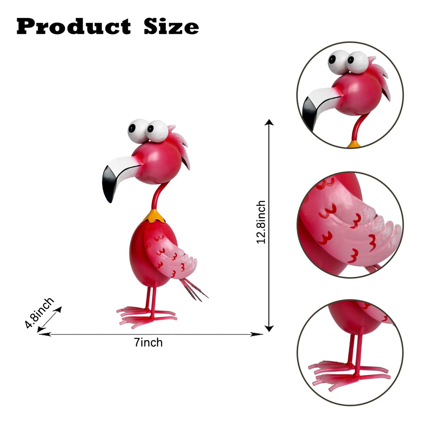 Kircust Flamingo Decor Yard Decorations Outdoor Garden Statue Outside Metal Bird Courtyard Art Pink Flamingos for Patio Backyard Porch Decoration
