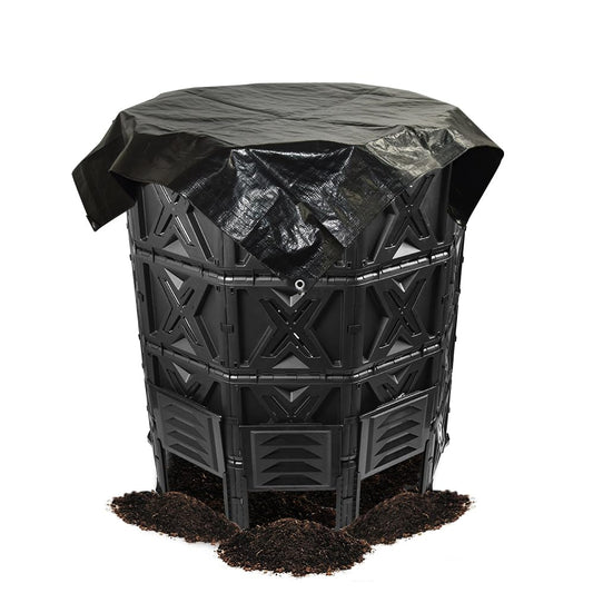 EJWOX 190 Gallon Large Outdoor Compost Bin, 720L Garden Composter with Aeration Vents, BPA-Free PP Panels, Modular Structure with Bottom Access Door and Lid