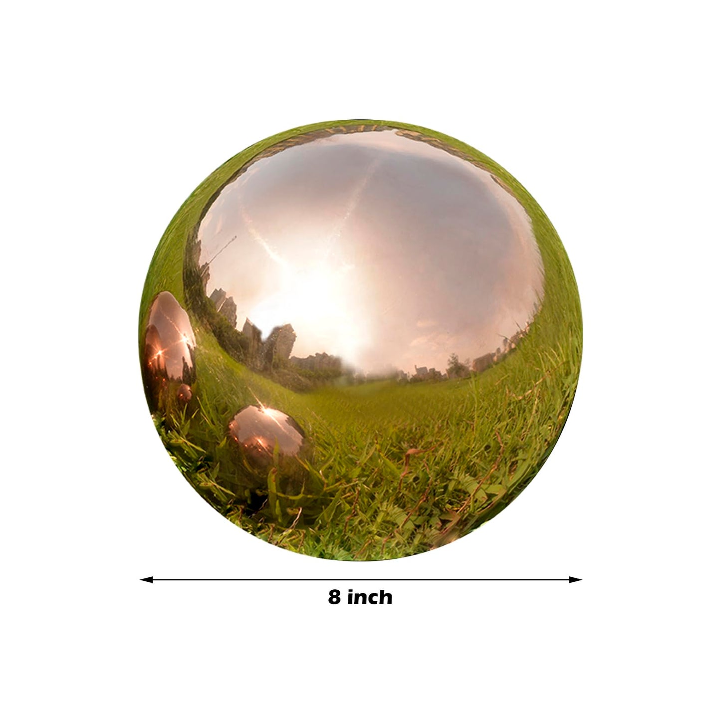 Nerien 8 Inch Gazing Ball, Stainless Steel Garden Mirror Globe, Polished Ornament Sphere, Hollow Floating Reflective Hemisphere, Home Outdoor Pond Housewarming Swimming Pool Decoration Gift, Rose Gold