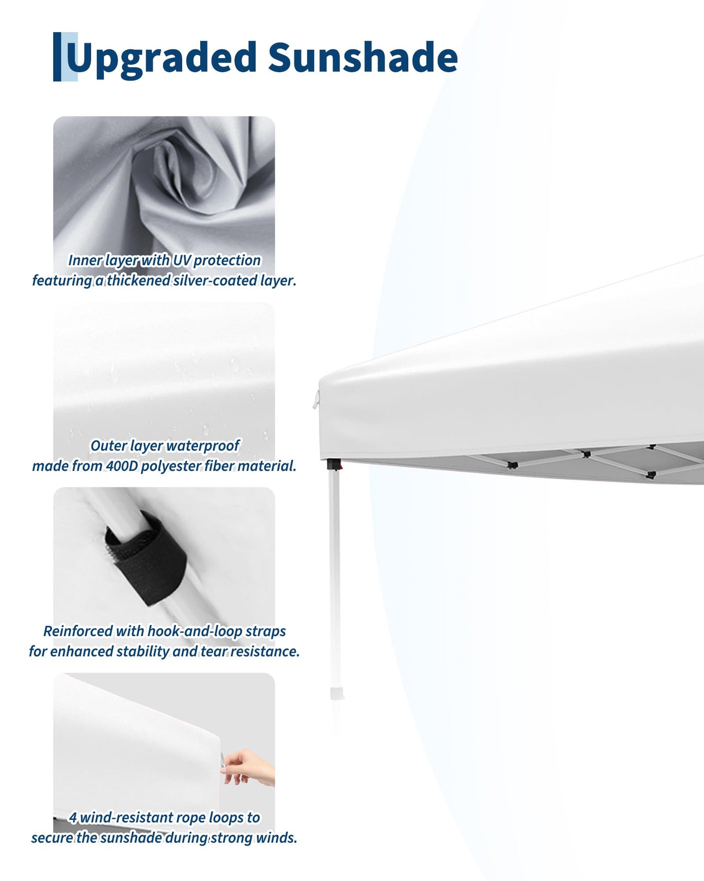 Garvee 10x10ft Canopy Replacement Top with Silver Coated, Waterproof & UV Protection Pop Up Canopy Tent Replacement Top Cover Waterproof for Outdoor Garden Patio Sun Shade(Top Only), White