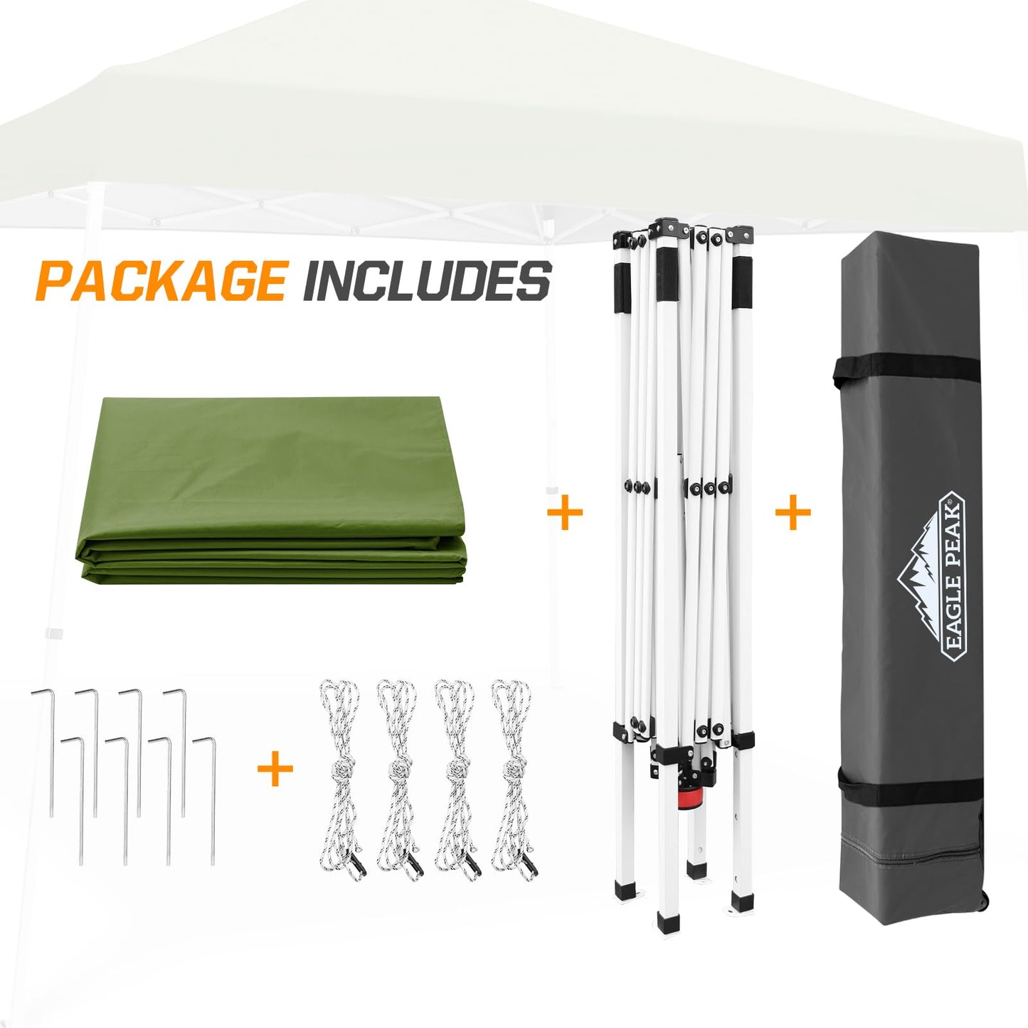 EAGLE PEAK 10x10 Slant Leg Pop-up Canopy Tent Easy One Person Setup Instant Outdoor Beach Canopy Folding Portable Sports Shelter 10x10 Base 8x8 Top (Grass Green)
