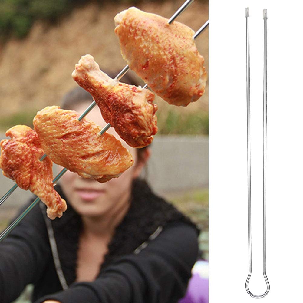 CYTGOUPER 6 Pcs Metal Skewers for kabobs, 12inch BBQ U-Shaped Telescopic Barbecue Skewers,Double Pronged Design Chicken Skewers BBQ Grill Set for BBQ Cookouts Picnic Camping Oven