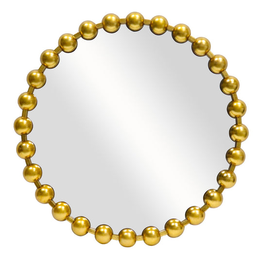 ALIBudda Round Gold Mirror 24'', Spherical Frame Vintage Beaded Mirror for Wall Decor Large Circle Mirror for Bathroom, Dining Roon, Bed Room, Entryway