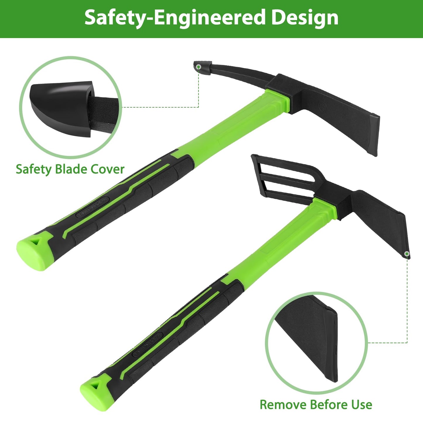 YoFeW 2pcs Garden Hoe Comfortable Handle Gardening Tools 2 in 1 Garden Tool Hoe for Outdoor Weeding Work