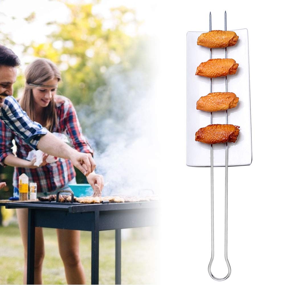 CYTGOUPER 6 Pcs Metal Skewers for kabobs, 12inch BBQ U-Shaped Telescopic Barbecue Skewers,Double Pronged Design Chicken Skewers BBQ Grill Set for BBQ Cookouts Picnic Camping Oven