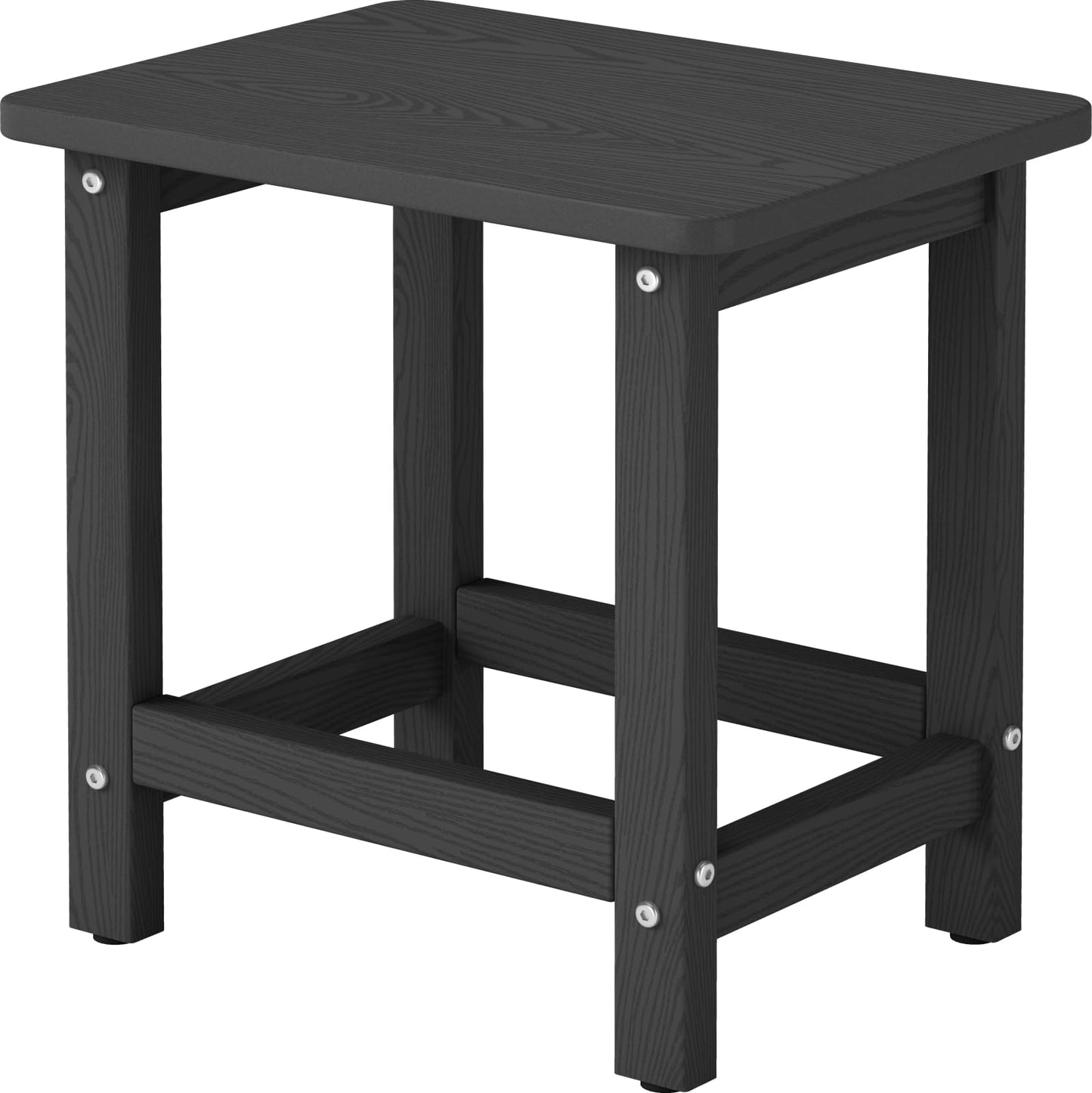 BIVODA Weatherproof Outdoor Side Table, HDPE Small Outdoor Table for Adirondack, 16.6-Inch Patio Square End Tables for Garden, Backyard, Porch, Deck, Balcony, Poolside (Black)