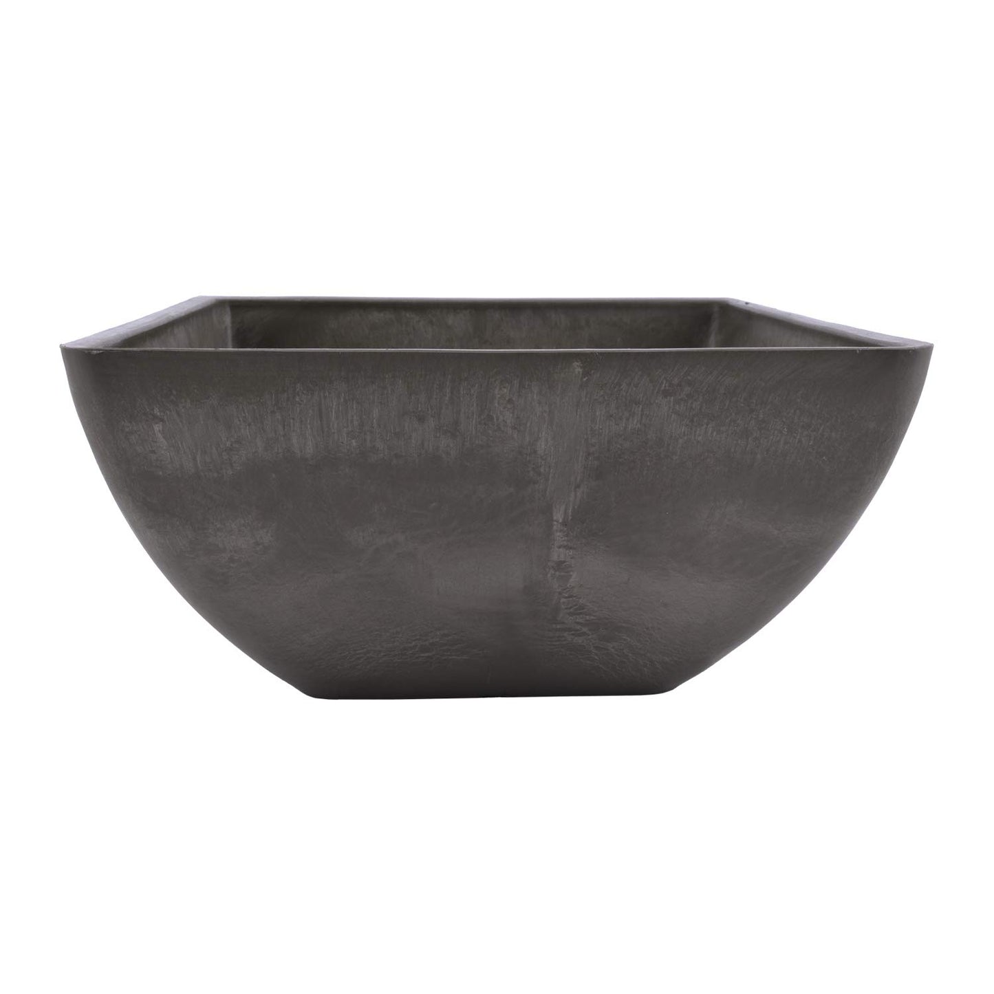 PSW Pot Collection 12x6 inch Plastic/Stone/Wood Composite Square Planter – No Drainage Hole (Drillable), Modern Indoor/Outer Pot for Flowers, Foliage, Succulents, Fairy Gardens, Dark Charcoal