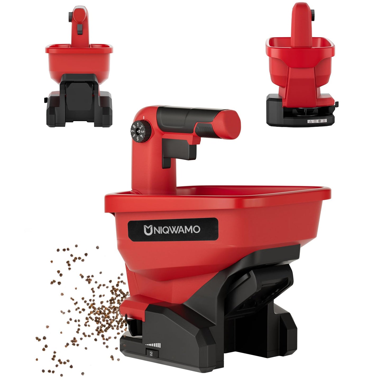 Uniqwamo Handheld Grass Seed Spreader Compatible for Milwaukee 18V Li-ion Battery, Available Year-Round, Grass Seeds, Rock Salt (Battery not Included)