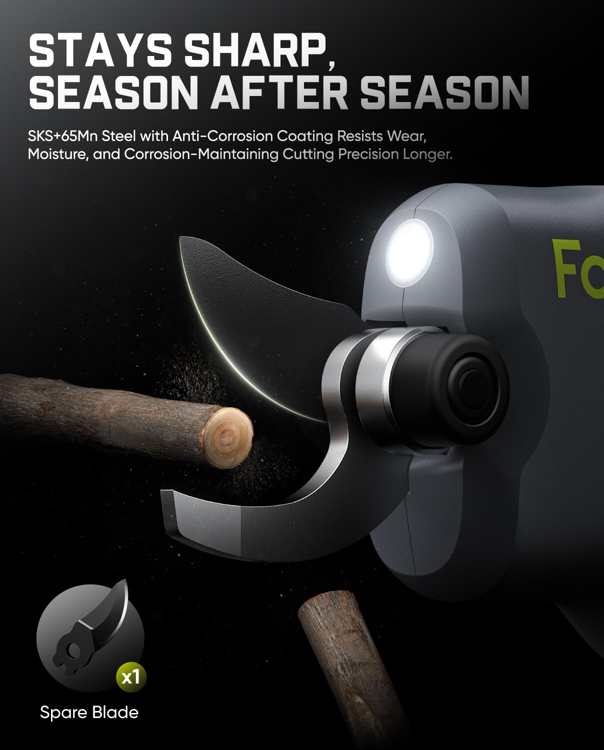 Fanttik Y10 Pro Cordless Electric Pruning Shears with Brushless Motor, LED Display, 4-Level Safety System, USB-C Fast Charging, SK5 Steel Blade for Branch Trimming