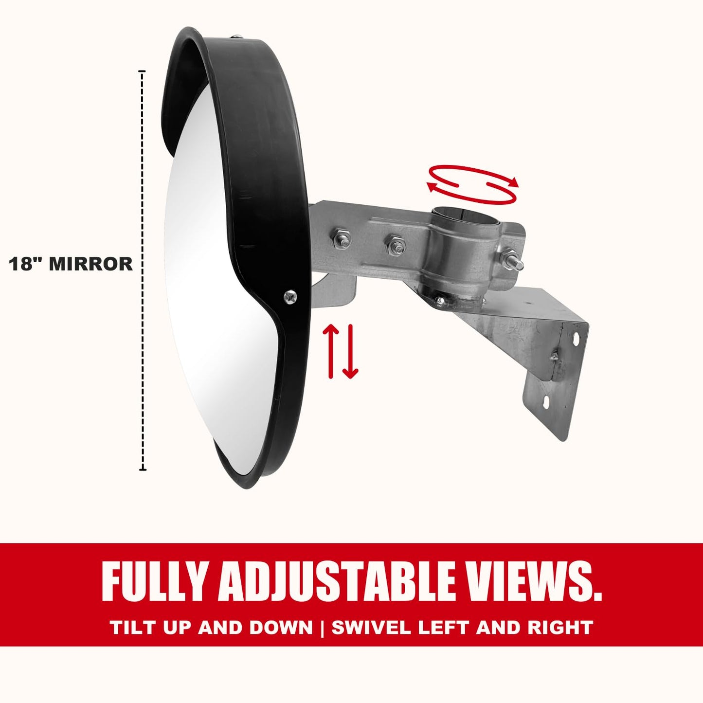 SecurityMan 18 Inch Convex Mirror for Blind Spots - Shatterproof with Adjustable 90° Fisheye View - Outdoor and Indoor Safety Mirror for Driveways, Garages, and Hallways