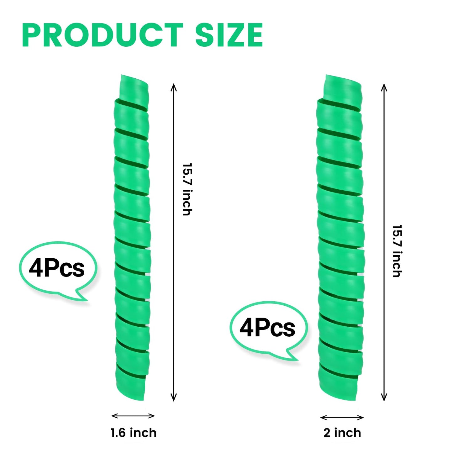 tiaotyu Spiral Tree Trunk Protector, 8-Pack (4×1.6” + 4×2”), 15.7” Tall Plastic Tree Guard Wrap for Saplings, Protects Bark from Rabbits Deer Rodents, Weed Trimmer & Lawn Mower Shield