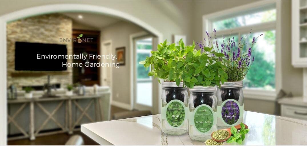 Hydroponic Herb Growing Kit, Self-Watering Mason Jar Herb Garden Starter Kit Indoor, Window Herbs Garden, Grow Your Own Herbs from Organic Seeds (Mint)