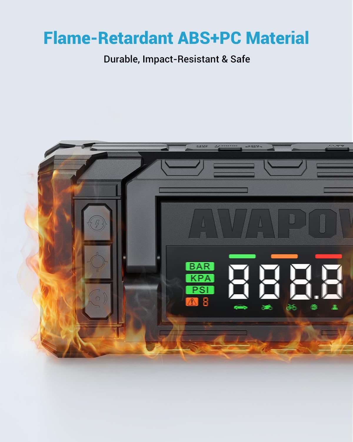 AVAPOW 8000A Jump Starter with Air Compressor, 150PSI 12V Portable Jump Box for All Gas & All Diesel Engines, 30W PD Fast Charging, 4" Smart Display, Heavy Duty Battery Starter with EVA Case
