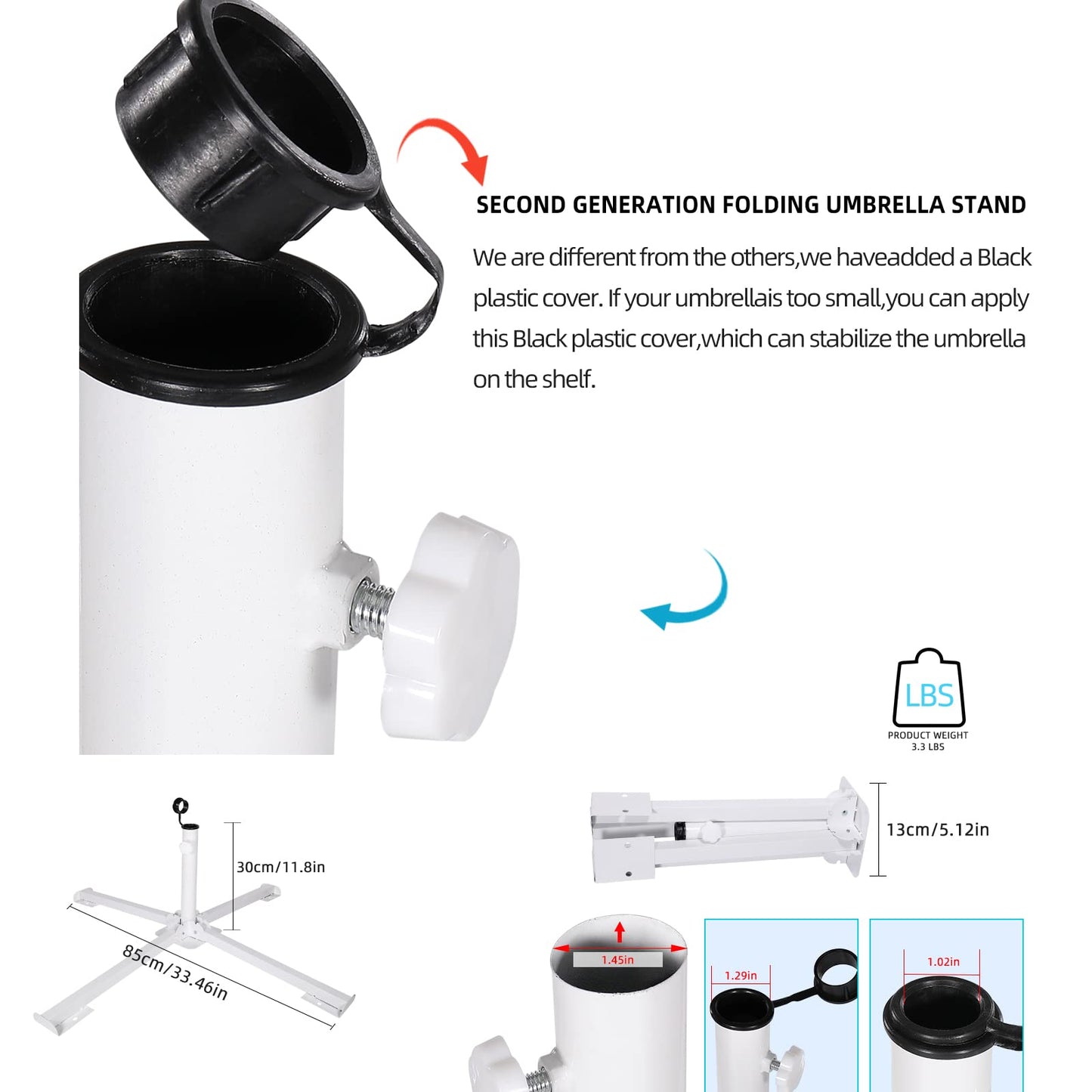 SUQ I OME Portable Foldable Patio Umbrella Base Stand, Fit 6 7 8 Feet Sunshade 1.02"-1.3'' Inch Pole for 6 to 10ft Parasol Portable Storage Beach Umbrella Stand Umbrella Base Holder