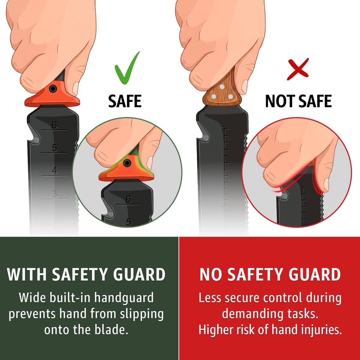 Hori Hori Garden Knife 7" with Sheath – Heavy Duty Stainless Steel Multi-Purpose Tool for Weeding, Digging & Planting, Serrated & Straight Full-Tang Blade with Weeding Fork, Safety Non-Slip Handle