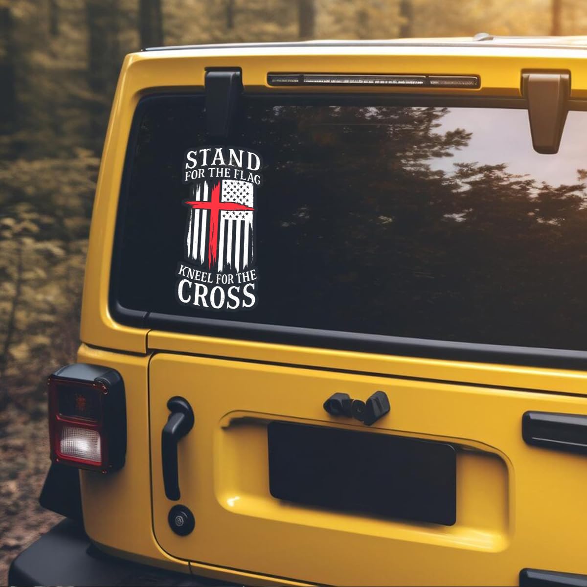 Premium Stand for The Flag Kneel for The Cross Vinyl Decal – Weatherproof Durable Sticker for Car, Truck, Laptop, Toolbox, Window, Tumbler – Patriotic Christian Design (12x9 inches)