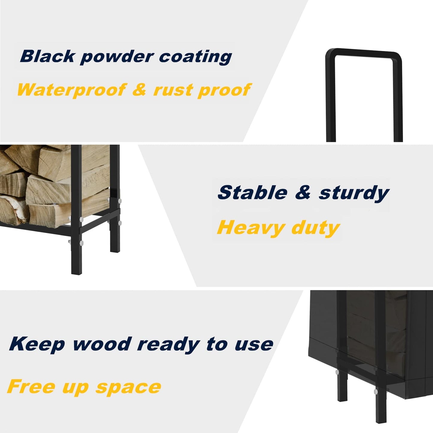 WALMANN 8ft Firewood Rack with Cover, Heavy Duty Firewood Rack With Weather Resistant 600D Oxford Fabric Cover, Indoor/Outdoor Wood Rack for Firewood