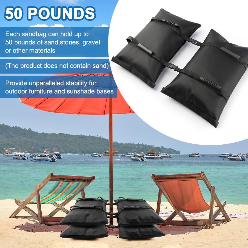 Arivlune 50LBS Umbrella Base Weights Sandbags, Sand Bags for Weight to Hold Down Umbrella Base, Fillable Heavy Duty Weights Sandbag for Outdoor Furniture Backyard Umbrellas(Without Sand)