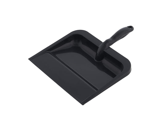 Superio Heavy Duty Plastic Dustpan with Comfort Grip Handle Black, Durable, Lightweight Multi Surface Dust Pan Easy Broom Sweeping, 10 inches Wide, 1-Pack