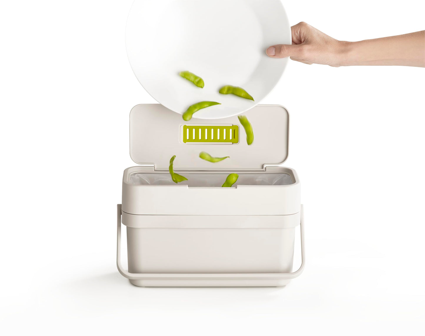 Joseph Joseph 30046 Compo Easy-Fill Compost Bin Food Waste Caddy with Adjustable Air Vent, Stone, 1 Gallon / 4 liters