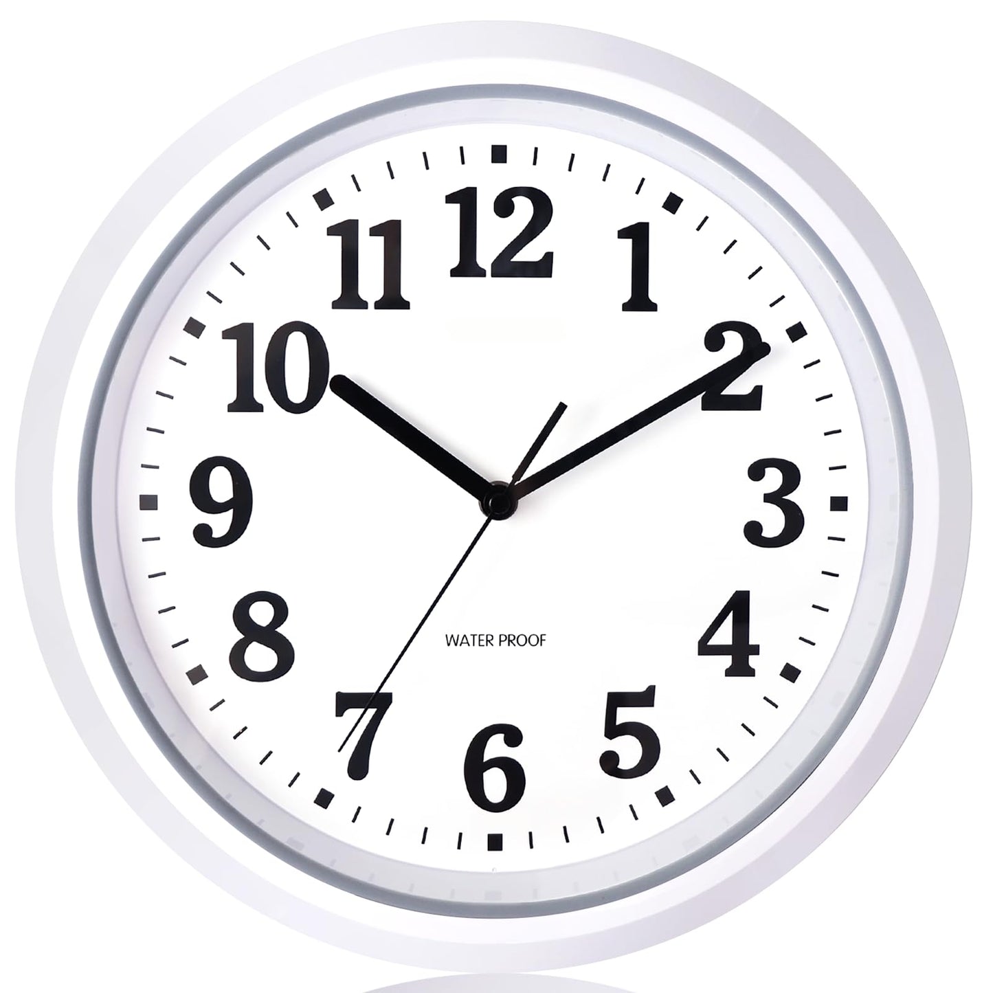 Caysie 12 Inch Sealed Indoor Outdoor Waterproof Wall Clock, Durable Silent Non-Ticking Battery Operated Quality Quartz Round Clock, Wall Decorative for Patio, Pool, Bathroom (White)