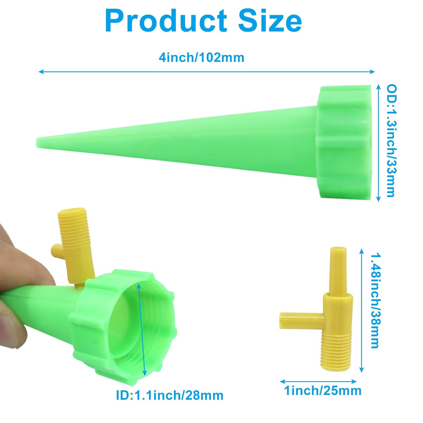 Aoserge Self Watering Spikes 10pcs–Automatic Plastic Drip Irrigation Devices for Indoor & Outdoor Plants, Adjustable Control Valve for Precise Watering(Blue & Green)