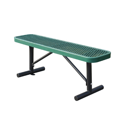 Sunnibety 4 Feet Heavy Duty Metal Park Bench for Outside, Outdoor Bench with Portable Frame, Commercial Benches for Shopping Mall, Store, Park, Patio, Deck, Green