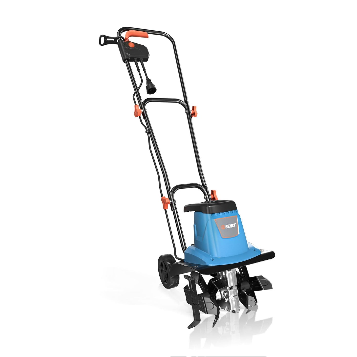 SENIX Electric Corded Garden Tiller & Cultivator, Steel Tines, 8 Amp, 12″ Till Width,8″ Till Width 3-Position Wheel Adjustment-Heavy Duty Gardening Machine Equipment for Lawn, Yard, & Grass