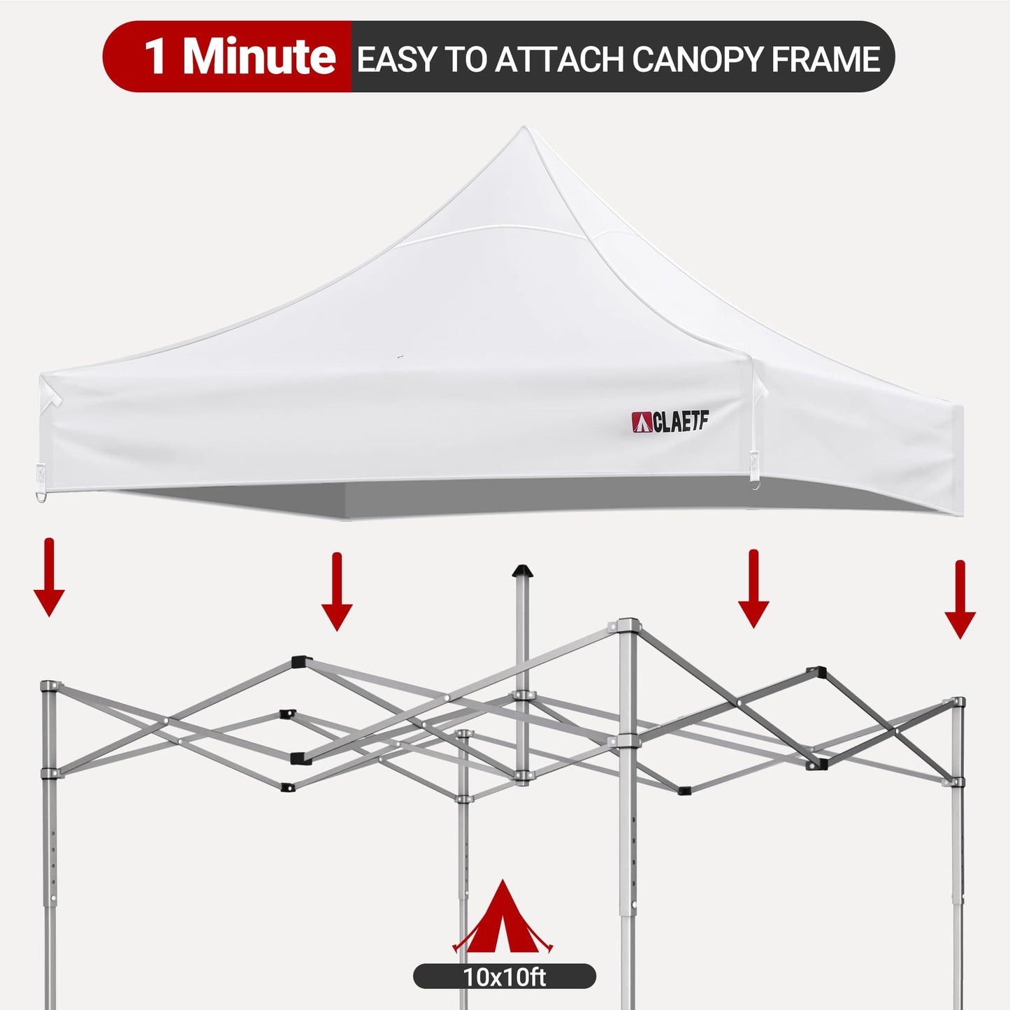 CLAETF 10x10 Canopy Replacement Top for Pop Up Canopy Tent - 4 Drainage Holes,10x10ft Canopy top Suitable for Most of the Standard Canopy(top only,White)