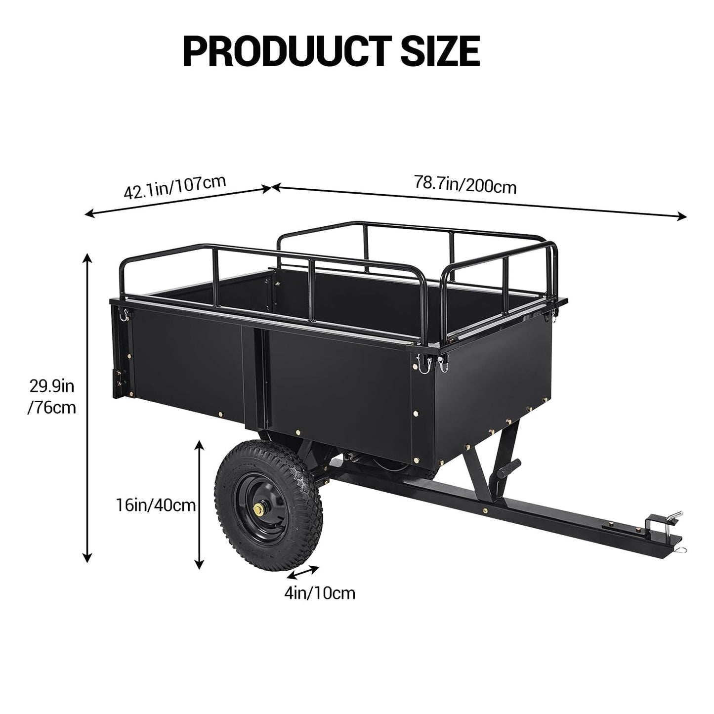 Garvee 750 LBS Utility Trailer, 15 Cubic Feet Heavy Duty Steel Dump Cart Garden Trailer with Removable Sides,Hand Pull or Foot Pedal Garden Dump Cart for ATV, UTV, Lawn Mowers and Tractors