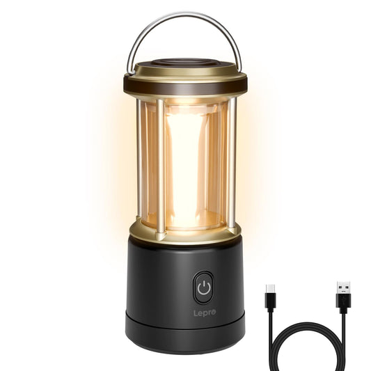 Lepro 2000LM LED Camping Lantern Rechargeable, Waterproof Tent Light with 5 Light Modes, Camping Essentials, Portable Lantern Flashlight for Camping, Emergency Light, Power Outage, USB Cable Included